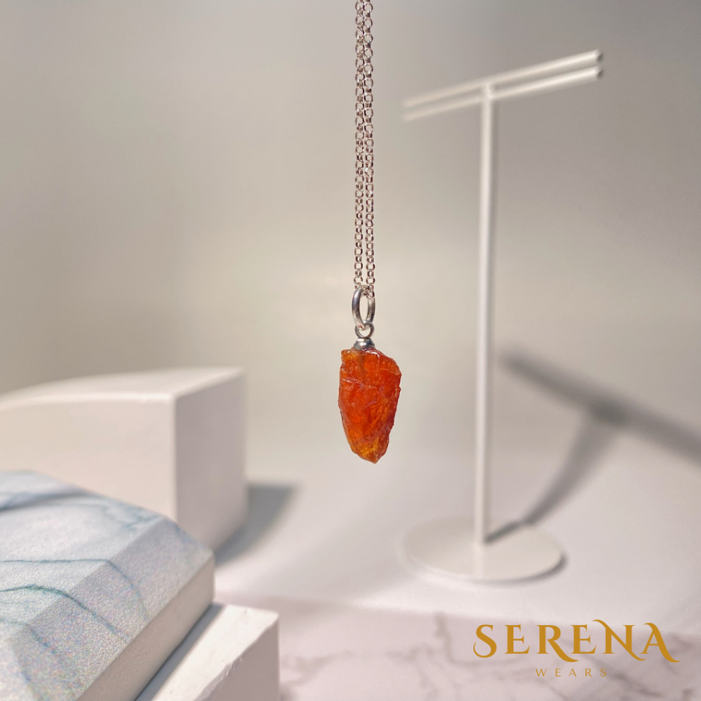 SERENA จี้หินธรรมชาติแท้ โกเมนสีส้ม หรือ เฮสโซไนต์ (Hessonite Garnet)