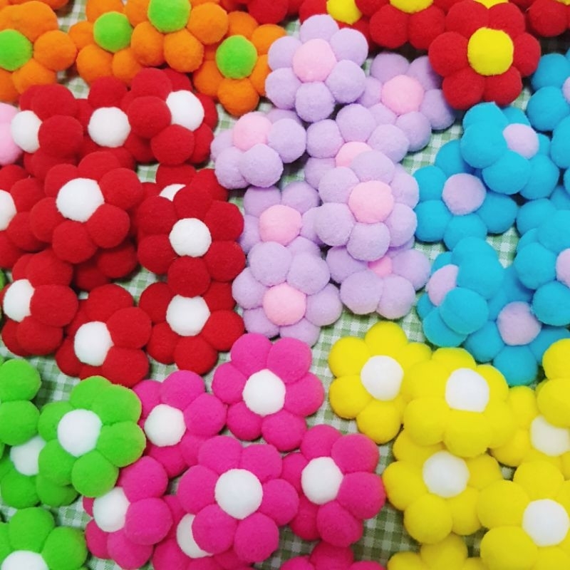 ดอกไม้ปอม สีหวานน่ารัก (คละสี) แพ็ค 12 ดอก