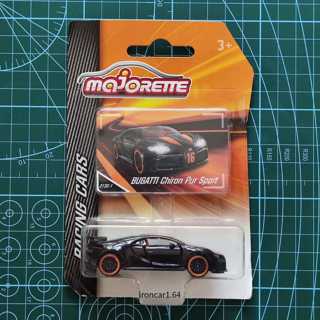 majorette bugatti chiron pur sport สีดำแถบส้ม