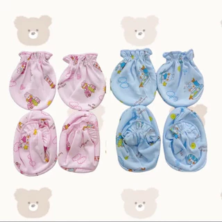 คละลาย 2 เซต ถุงมือ 4 ชิ้น ถุงเท้า 4 ชิ้น ลายเข้าเซต สำหรับเด็กแรกเกิด
