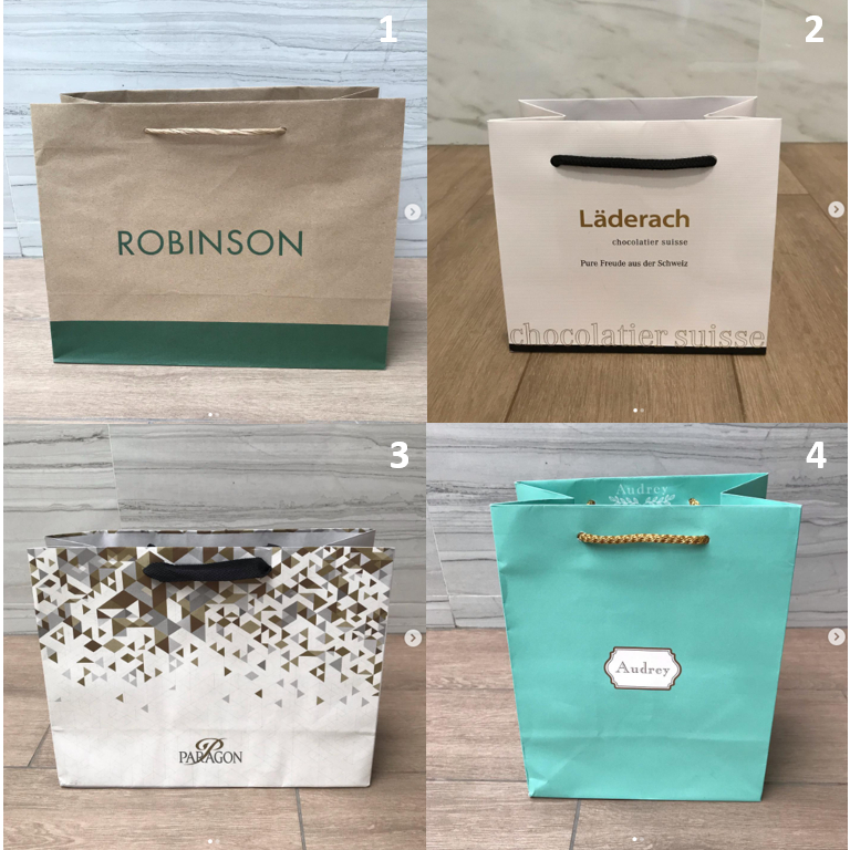 ถุง ถุงกระดาษ แบรนด์ ROBINSON โรบินสัน , Laderach และ Paragon พารากอน Audrey ใส่ขนม ใส่ของขวัญ ของแท