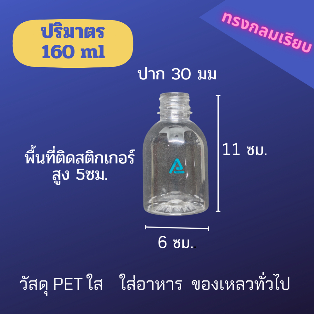 ขวดพลาสติกใส PET ทรงกลมเตี้ย  ขนาด220 ml (220cc) พร้อมฝา บรรจุ 50-150ใบ/แพ็ค
