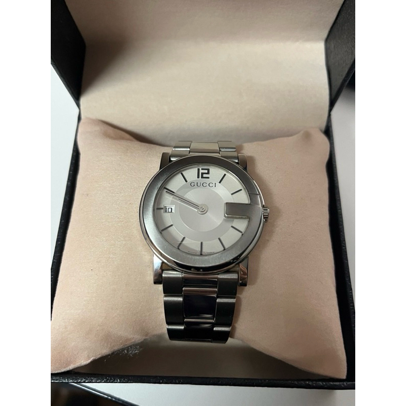 นาฬิกา Gucci 101J watch Stainless Steel Quartz Men’s Silver Dial Watch ของแท้