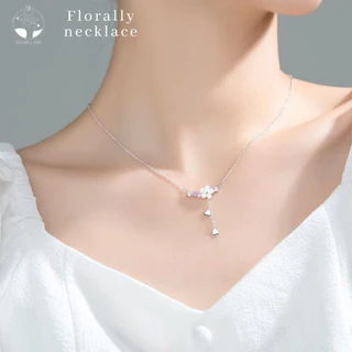 MNL💗Florally จี้ดอกไม้ สีชมพูขาว ยกมาทั้งสวน สร้อยคอแฟชั่นเงินแท้ เครื่องประดับผู้หญิง สไตล์เกาหลีมินิมอล น่ารัก ของขวัญ