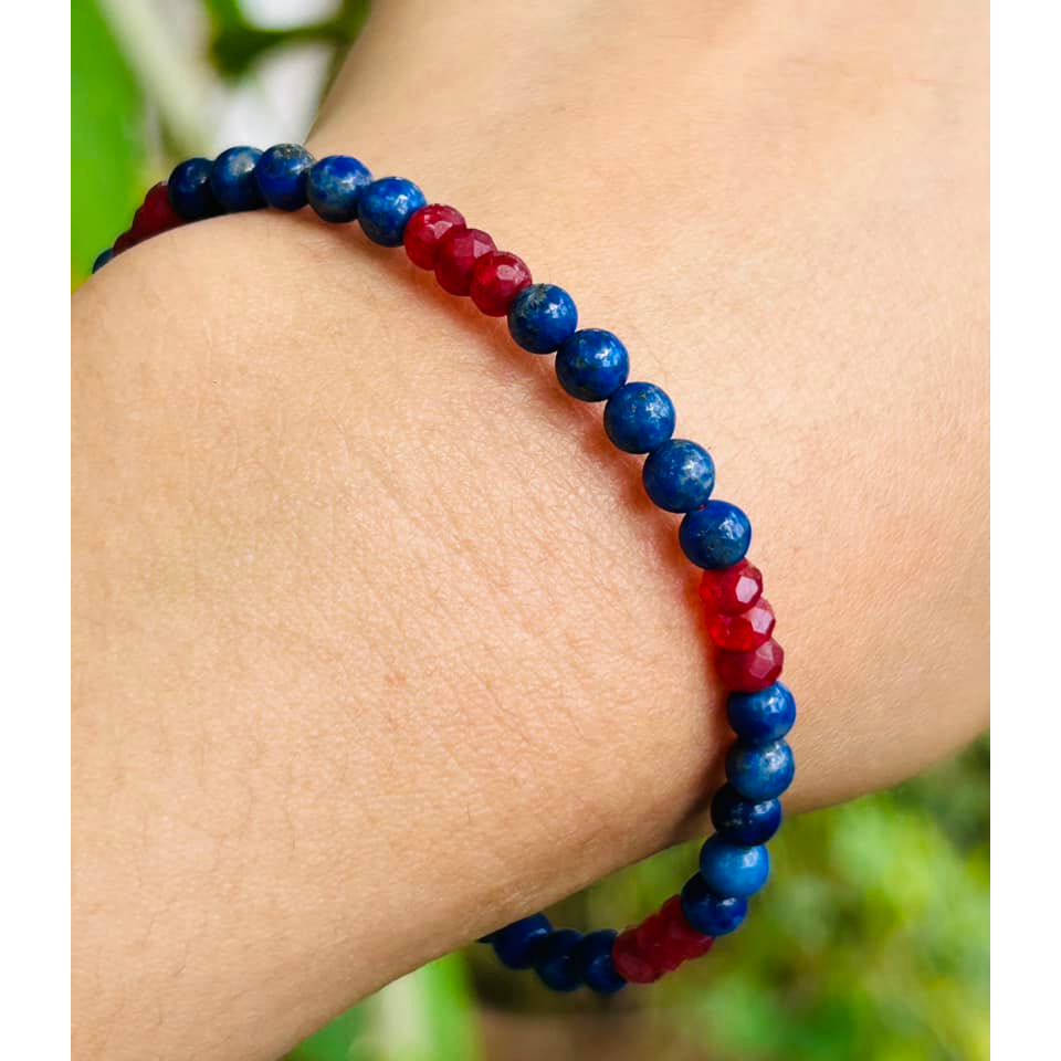 y47กำไลหินนำโชคบลูลาพิส+หยกแดง  ขนาด6มิล