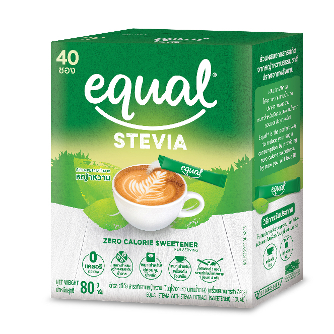 Equal Stevia 0 Calorie Sweetener อิควล สตีลเวีย สารให้ความหวานแทนน้ำตาล 1g. x 40sachets