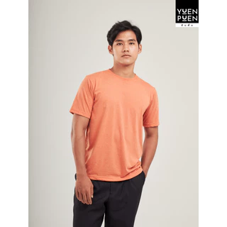 YuenPuen เสื้อยืดคอกลม สีส้มอิฐ ยืนพื้น ไม่ยืด ไม่ย้วย ไม่ต้องรีด สีพื้น เนื้อผ้านุ่มใส่สบาย