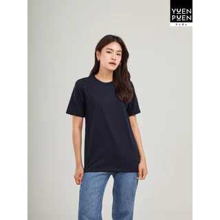 YuenPuen เสื้อยืดคอกลม สีกรมท่า ยืนพื้น ไม่ยืด ไม่ย้วย ไม่ต้องรีด สีพื้น เนื้อผ้านุ่มใส่สบาย