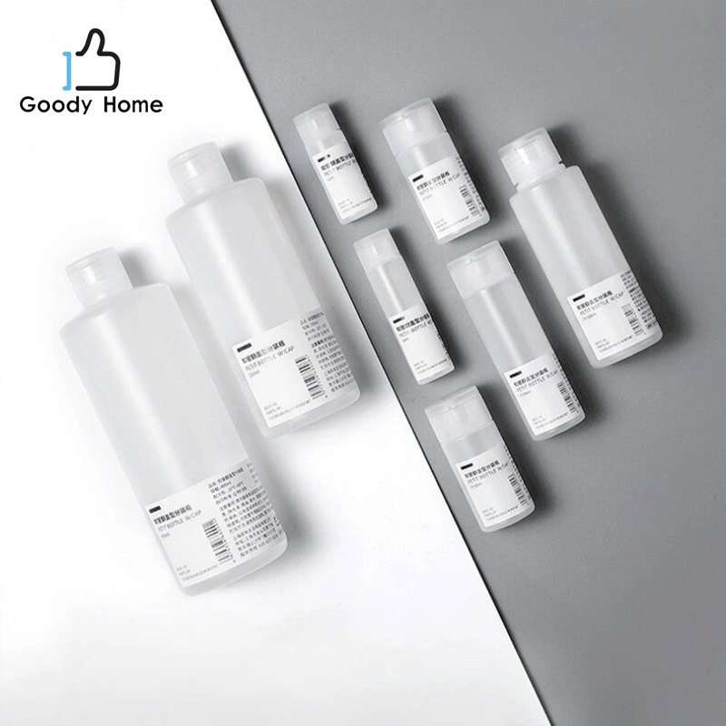 Goody Home ขวดรีฟิล ใส่ของเหลวสำหรับพกพา ฝาแบบเปิด-ปิด สีขาวขุ่น มีให้เลือกหลายขนาด