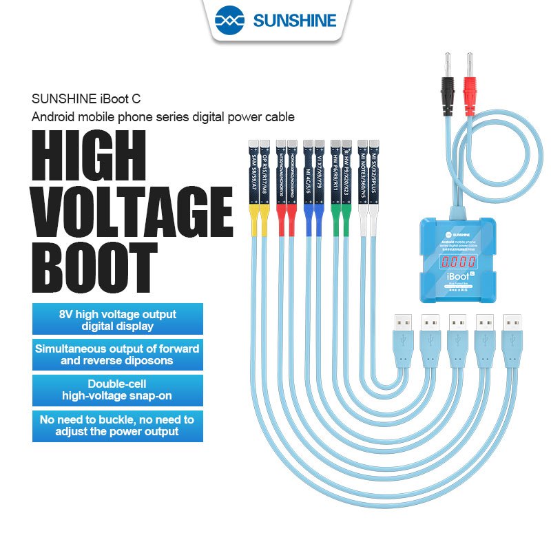 บูทสายเคเบิล หน้าจอดิจิทัล 8V แรงดันสูง สําหรับโทรศัพท์มือถือ Sunshine iBOOT C