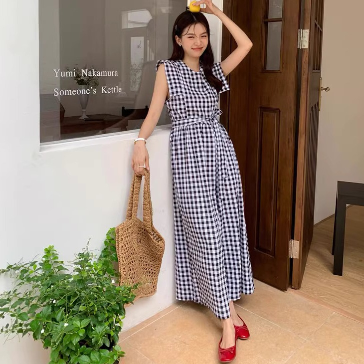 CHAWY Gingham Cute Jumpsuit C4156 จั๊มสูทขายาว จั๊มสูทมินิมอล