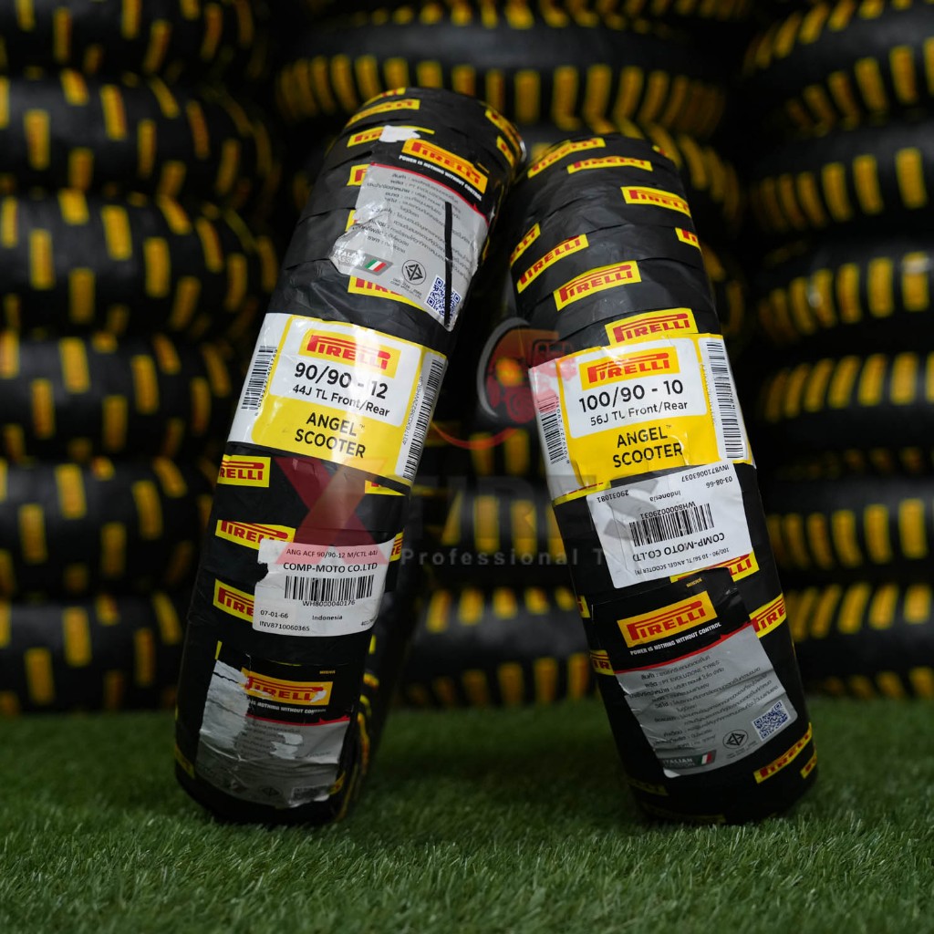 ยาง PIRELLI ขนาด 90/90-12 + 100/90-10 (คู่หน้า+หลัง) ฟรีจุ๊บลมยาง รุ่น ANGEL SCOOTER สำหรับรุ่นรถ LE