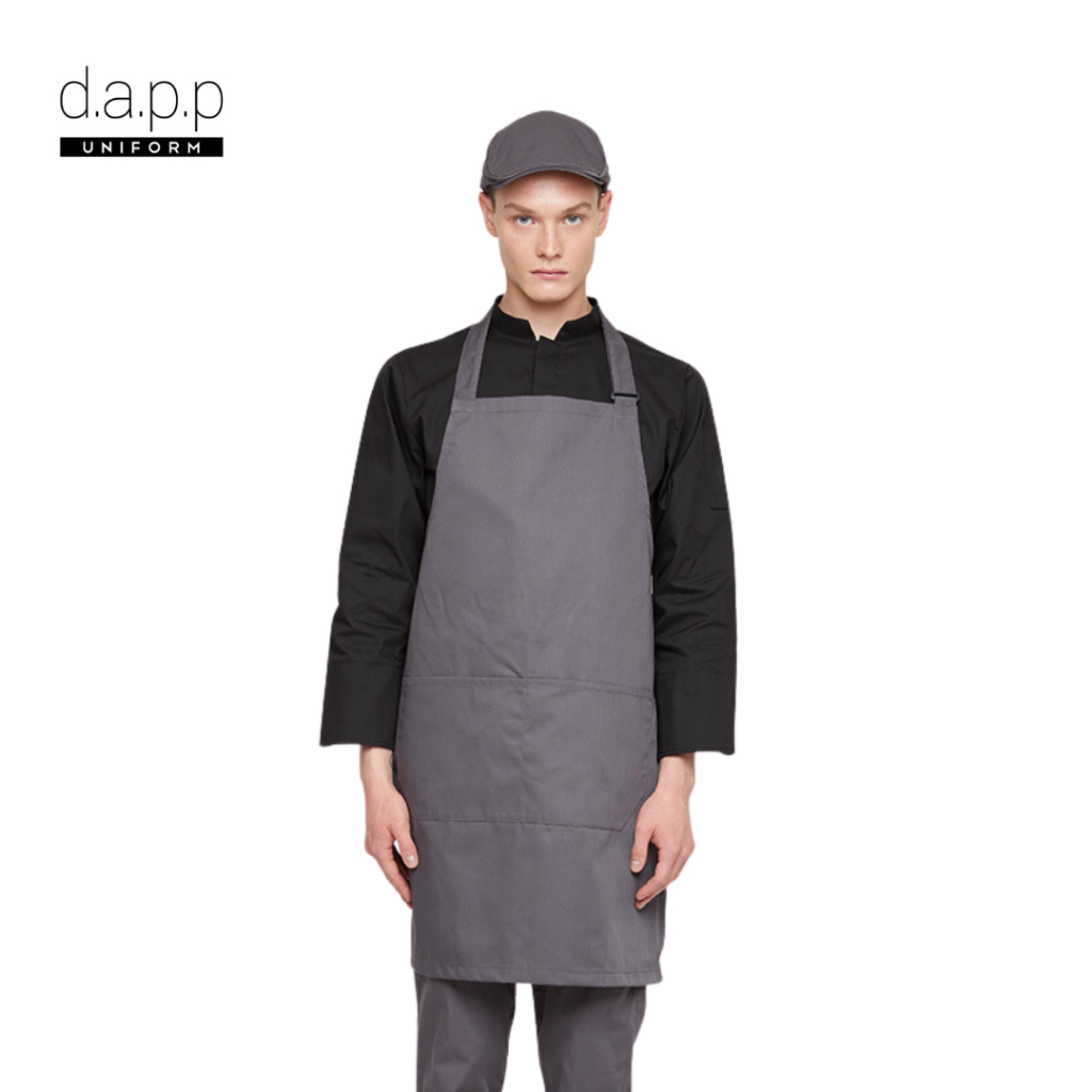 dapp uniform ผ้ากันเปื้อน เต็มตัว Greg Grey Adjustable Neck Strap Bib Apron สีเทา(APNA1019DPS)