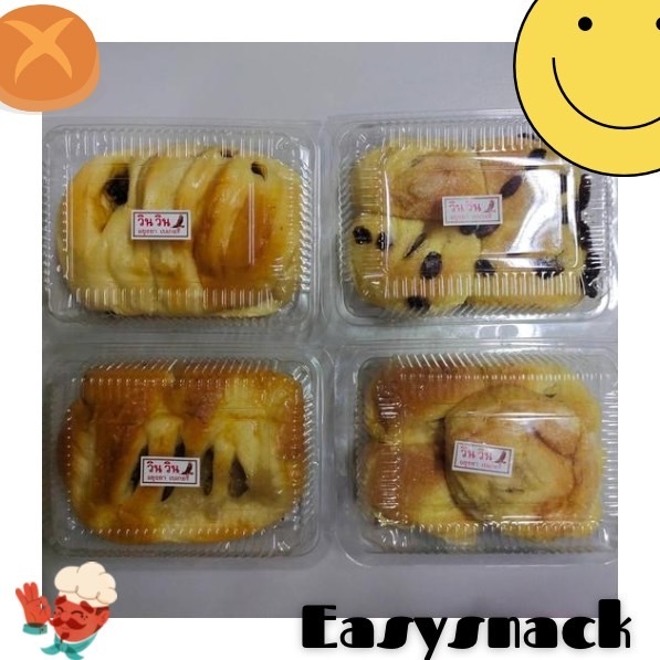 ขนมปัง ไส้ลูกเกด ไส้หมูหยองมายองเนส นุ่ม อร่อย