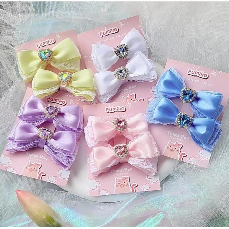 กิ๊บติดผมลายลูกไม้ น่ารักๆ 🎀 เป็นคู่ เลือกสีเองได้