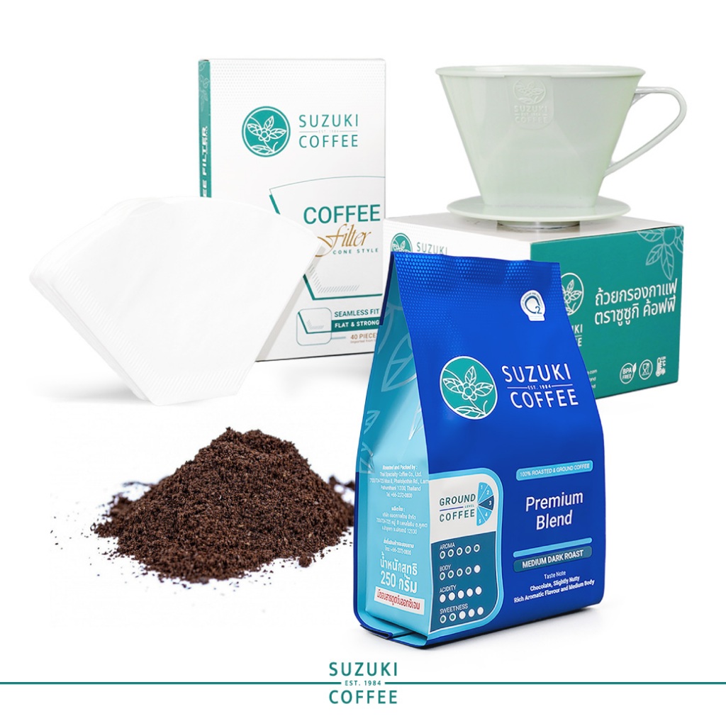 ชุดชงกาแฟดริป Drip Coffee คั่วเข้ม SUZUKI COFFEE