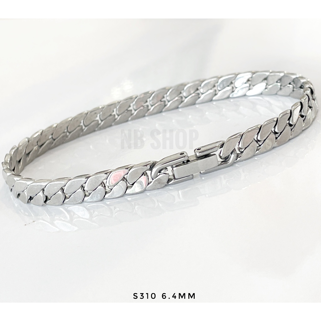 S-310 ขายถูก สร้อยข้อมือสแตนเลสแท้ ขนาด6.4mm สร้อยข้อมือสแตนเลส เลสข้อมือ สแตนเลสงานเกรดพรีเมี่ยมตะขอเข้ารูป