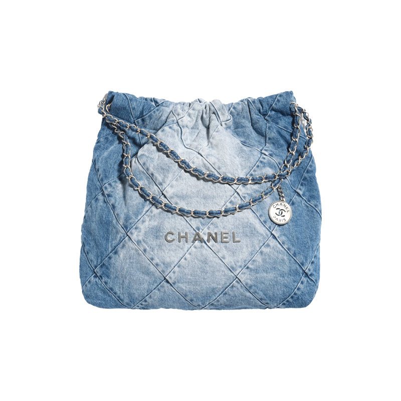 Chanel/23P 22Bag/กระเป๋าผ้ายีนส์/กระเป๋าสะพาย/ของแท้ 100%