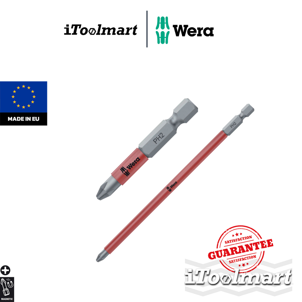 WERA ดอกไขควงหัวแฉก PH2 แม่เหล็ก 853/4 ACR SL bits มีขนาดให้เลือก 50 mm. / 200 mm.