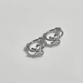 [Jinjoo]-รหัส H42-ต่างหูห่วงโบว์ 8 mm. มินิมอล🎀✨