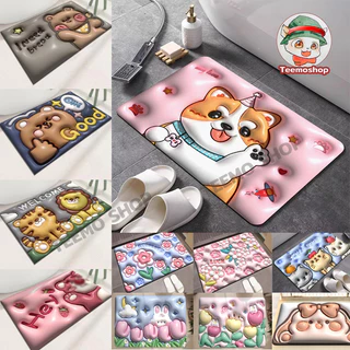 พรมลาย ลายการ์ตูน 3D พรมเช็คเท้า ซับน้ำได้ดี พรมปูพื้น ลายน่ารักมาก ห้องน้ำ 40x60cm พรมเช็ดเท้า แบบแห้งเร็ว