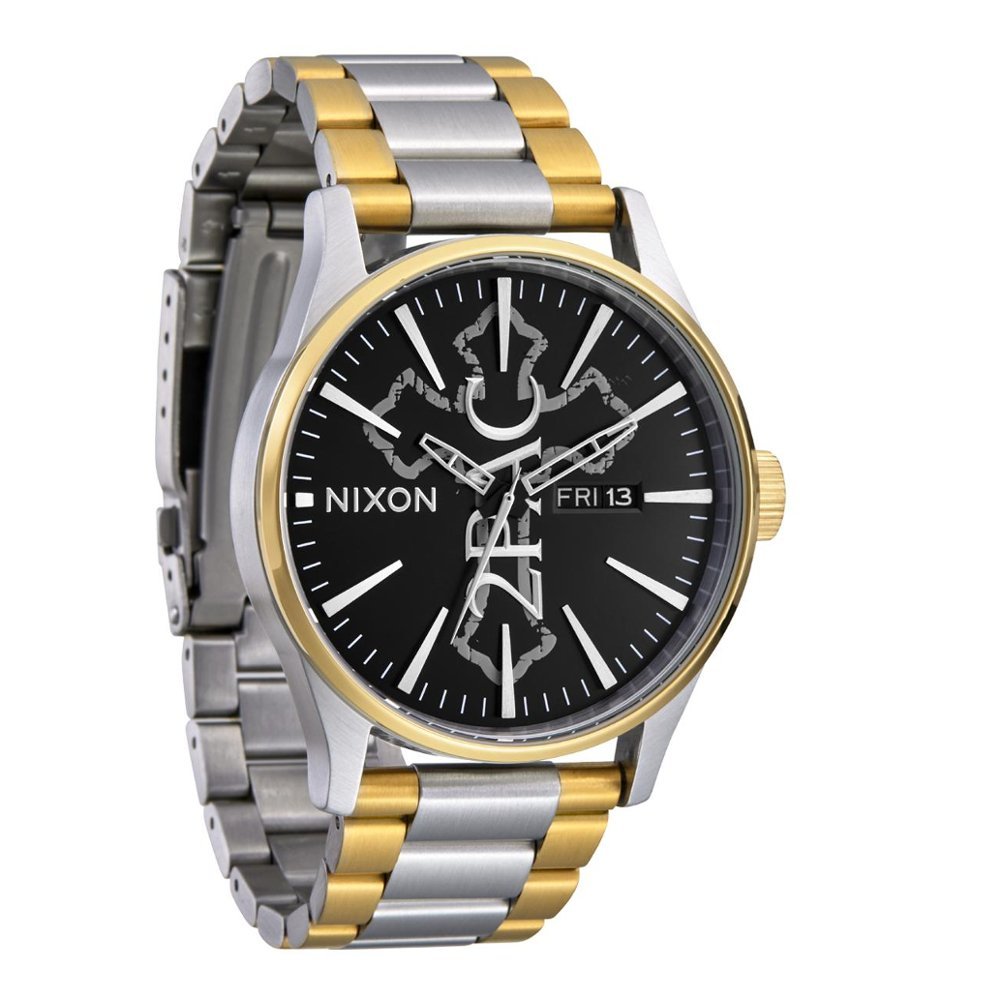 Nixon Tupac Sentry NXA13795196-00 นาฬิกาข้อมือผู้ชาย สายสแตนเลส Silver-Gold / Black หน้าปัด 42 มม.