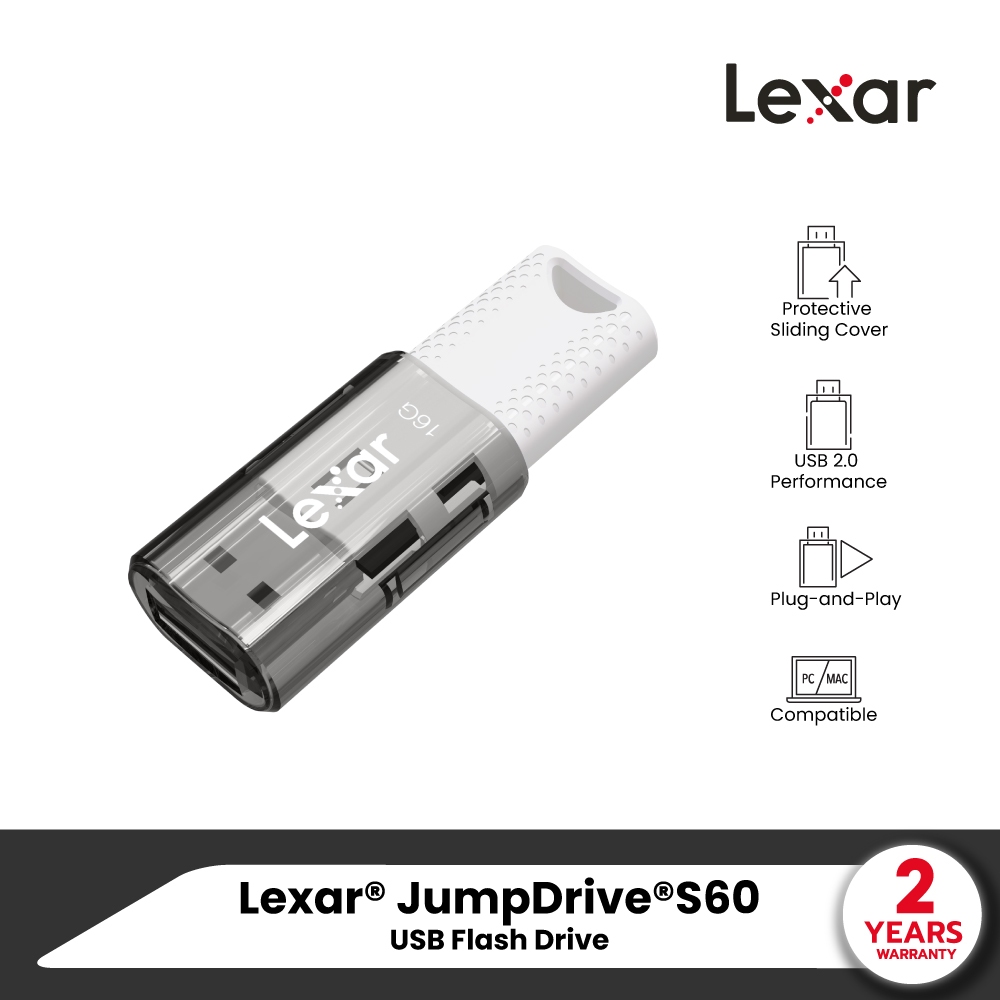 LEXAR S60 USB 2.0 Flash Drive (แฟลชไดรฟ์) Plug and Play