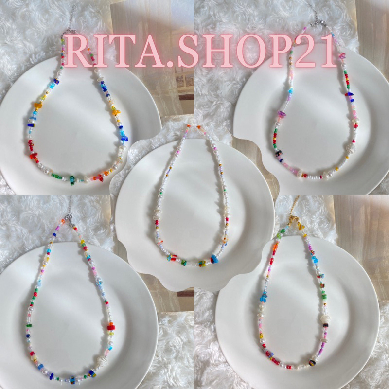 Rita.shop21 สร้อยคอแฟชั่น สร้อยคอลูกปัด น่ารักสดใส พร้อมส่งในไทย 🇹🇭🏝️