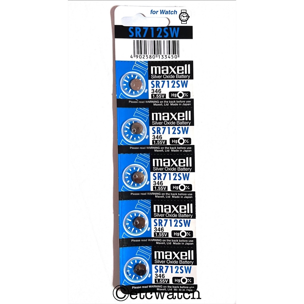 พร้อมส่ง> ถ่านกระดุม Maxell SR712SW / 346 1 แผง 5 ก้อน