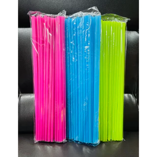 หลอดดูดน้ำ แบบยาวพิเศษ 33 cm พลาสติก สีเรียบ หลอดน้ำ ขนาด 30 กรัม คละสี