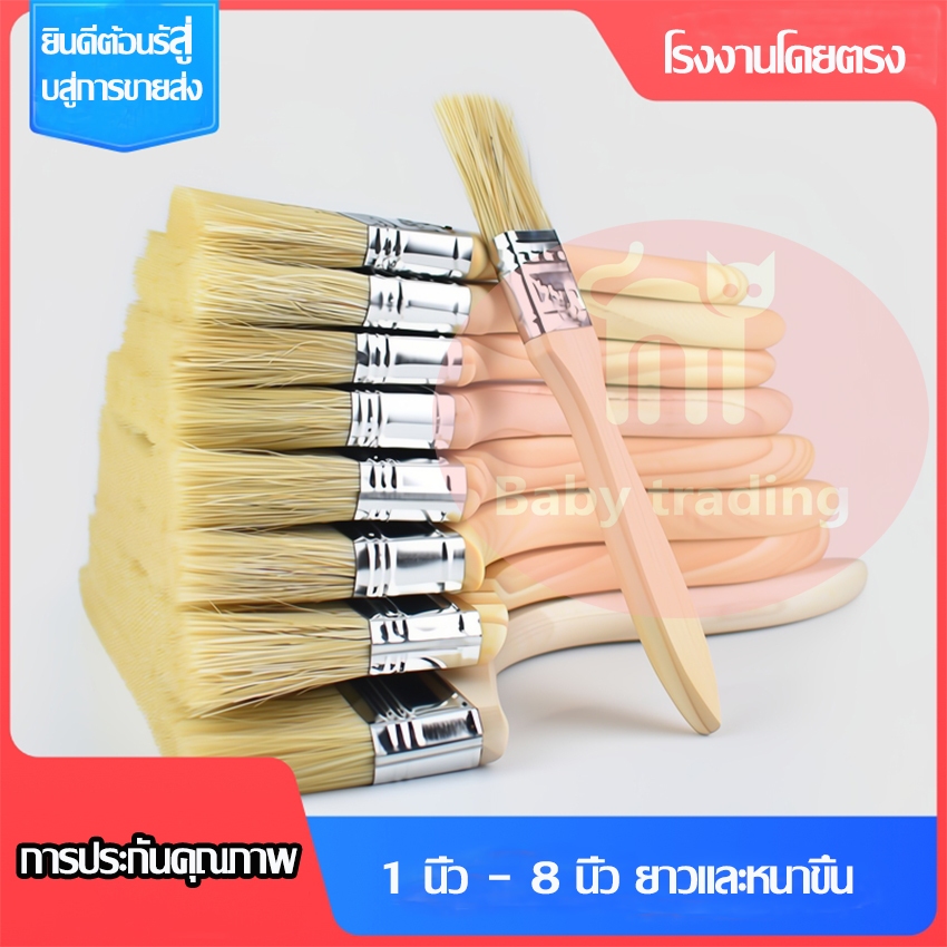 แปรงแปรงขนหมูไม่กำจัดขนและสามารถนำไปใช้ทาซอสบาร์บีคิวและตกแต่งด้วยสีได้มีให้เลือก 5 ขนาด