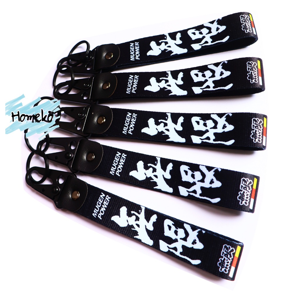 1 ชิ้น พวงกุญแจผ้าซิ่ง พวงสแน็ป ลาย MUGEN POWER สีดำ V.1