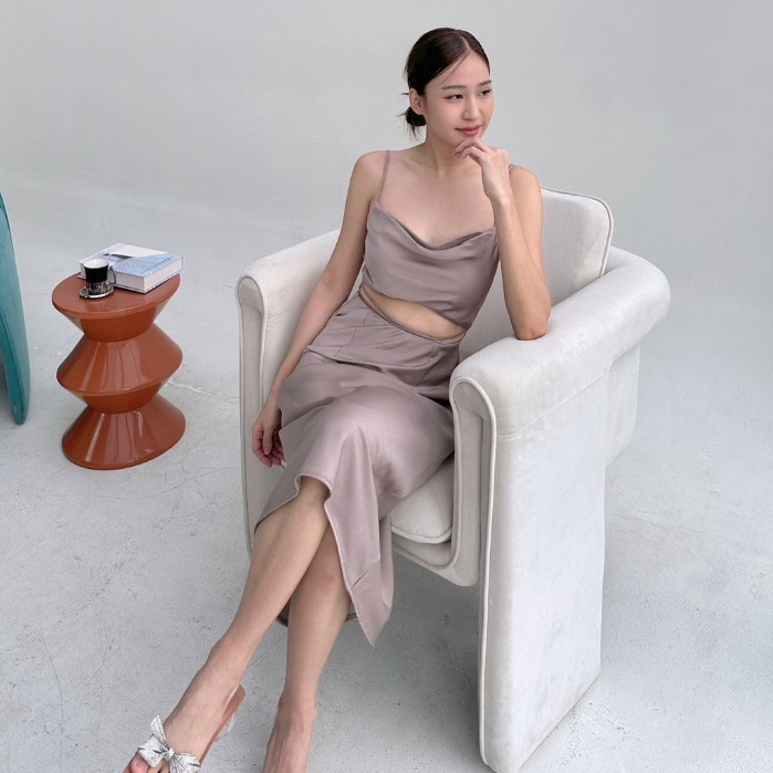 CHANUN-Darin dress เดรสคอถ่วงโชว์เอว (CN-065)