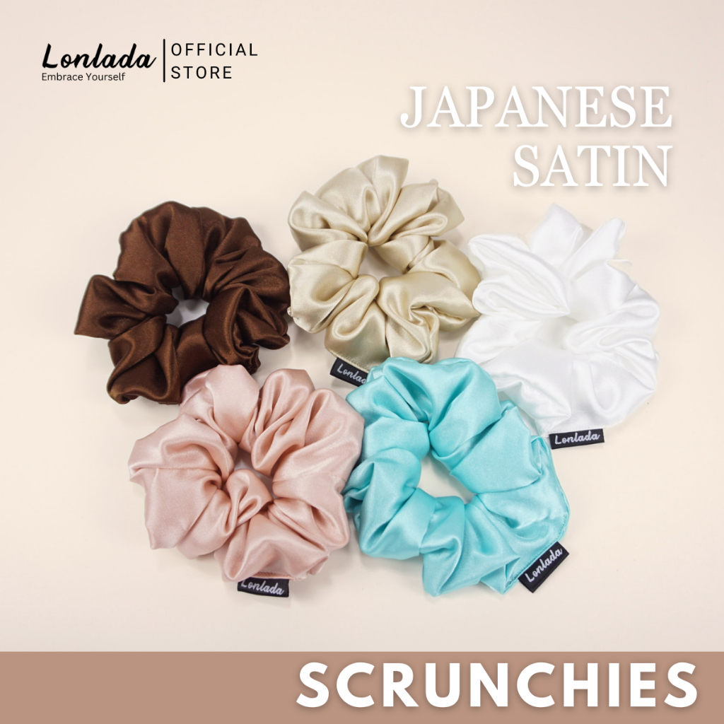 Scrunchies  Lonlada Scrunchies ยางมัดผม ผ้าซาตินญี่ปุ่น 100%  ผ้านุ่มลื่น ยางรัดผมโดนัท