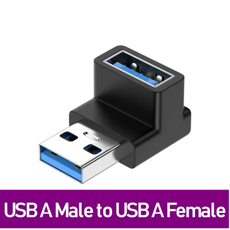 อะแดปเตอร์ต่อ USB 3.0 To USB M/F มุมฉาก90องศาขั้วต่อ USB 10Gbps สำหรับตัวแปลงปลั๊กต่อสำหรับพีซีตัวผู้เป็นตัวเมีย