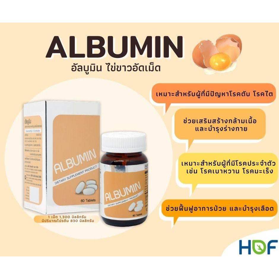 HOF ALBUMIN โปรตีนจากไข่ขาว 60 เม็ด
