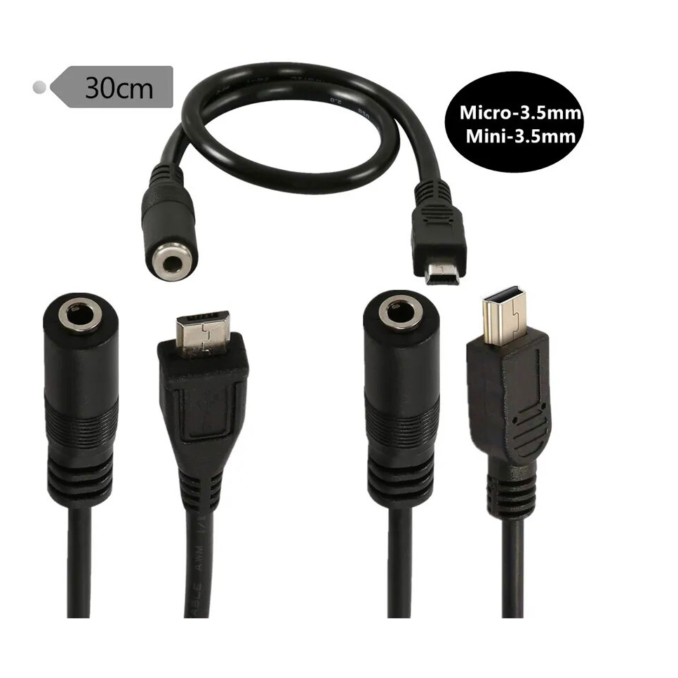 สายอะแดปเตอร์ไมโครโฟน USB ชายขนาดเล็ก3.5มม. ถึง5พิน0.3ม.; แจ็คไมโคร USB ตัวผู้ถึง3.5มม. สาย0.3ตัวแปลงหูฟังตัวเมีย