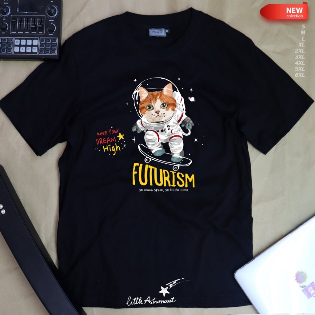 เสื้อยืดลาย อวกาศแมว FUTURISM #เสื้อยืดหมี #เสื้อยืดไซส์ใหญ่ #LICKPUK #ขายส่งเสื้อยืด
