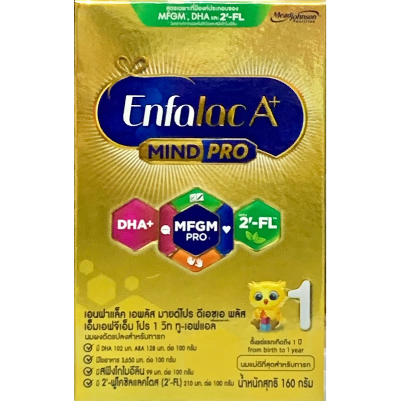 Enfalac A+ mind pro สูตร1 160 กรัมต่อ 1กล่อง (ถ้ายกลังมี 24 กล่อง)