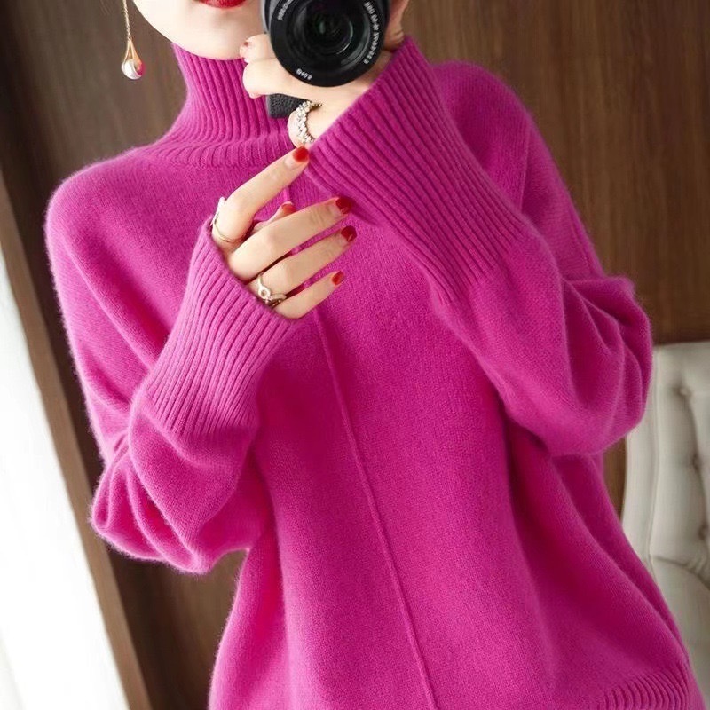 (พร้อมส่ง/98168#) เสื้อกันหนาวไหมพรมผู้หญิงแขนยาวคอเต่า เนื้อผ้านุ่มใส่สบาย