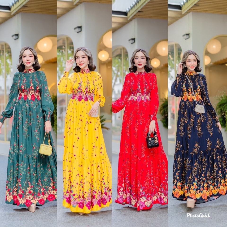 พร้อมส่ง ชุดเดรสสไตล์โบฮีเมียนสาวอวบ ไซส์ใหญ่พิเศษใส่สบาย MAXI DRESS BOHEMIAN เสื้อผ้าสไตล์สาวอินเดี