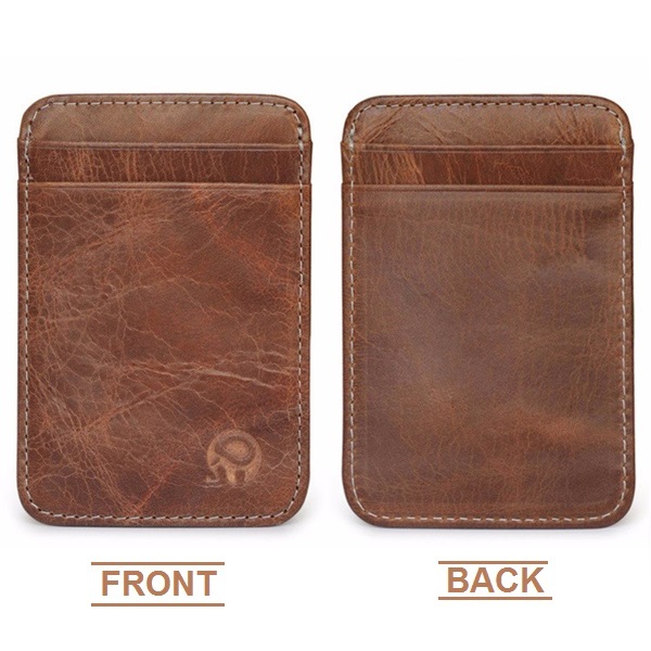 Fin1 พร้อมส่งด่วน กระเป๋าเงินหนังวัวแท้ แบบบาง Genuine Leather Card Slim Thin Wallet Elephant  1587 1486