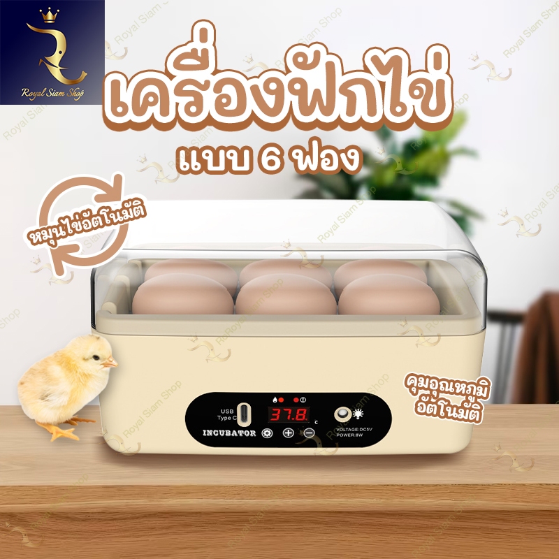 ตู้ฟักไข่อัตโนมัติ เครื่องฟักไข่ แบบ 6 ฟอง ไข่ไก่ ไข่นก ฟักไข่ได้หลายชนิด หมุนไข่เองอัตโนมัติ คุมอุณ