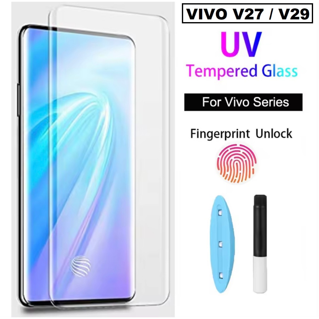 ฟิล์มกระจก Vivo V40 V40Pro V27 5G V29 5G V30 5g V30Pro กาว UV เต็มแผ่น Tempered Glass ฟิล์มใส ลงขอบโค้ง3D ส่งจากไทย