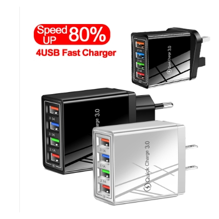 หัวชาร์จเร็ว PD + QC 3.0 หัวชาร์จ adapter fast charge อแดปเตอร 4 พอร์