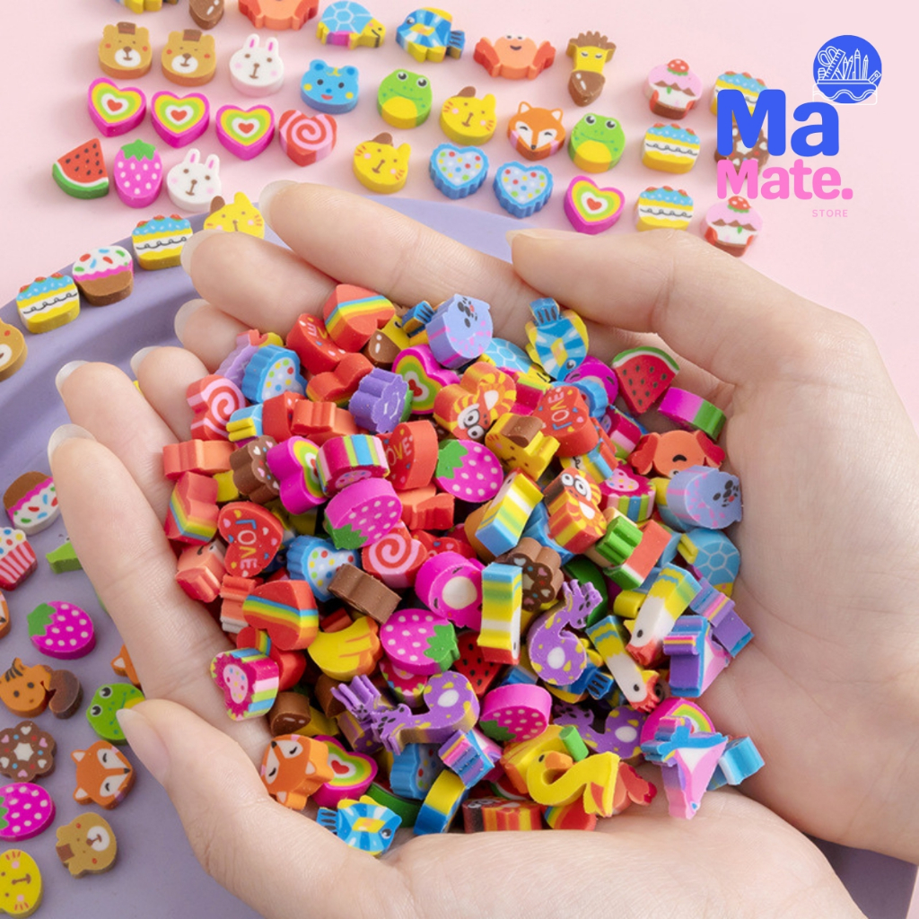 ยางลบmini ยางลบดินสอมินิ 50ชิ้น/เซ็ต ลายการ์ตูนน่ารัก ขนาดเล็ก แบบสร้างสรรค์ เครื่องเขียน คละลาย/ERA-009