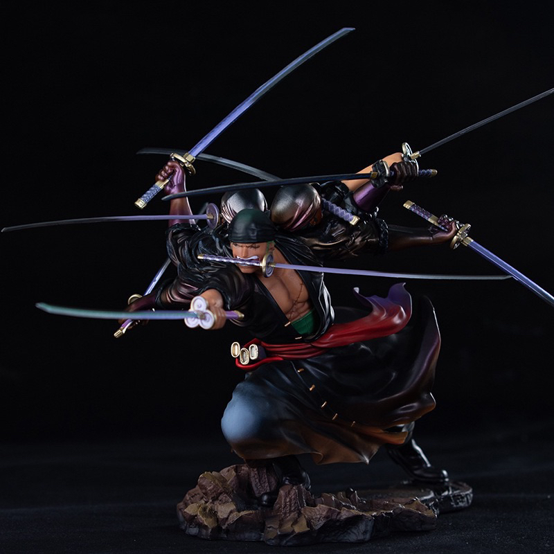 โซโร One Piece Roronoa Zoro 3 Heads 9 Swords PVC Figure 29 cm