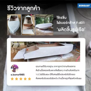 เรซิ่นไฟเบอร์กล๊าส F-401 - น้ำยาเรซิ่น ผสมโคบอลท์ สำหรับใช้ขึ้นรูป หรือ ซ่อมงานไฟเบอร์กล๊าส แข็ง-เหนียว ไม่แตกหักง่าย