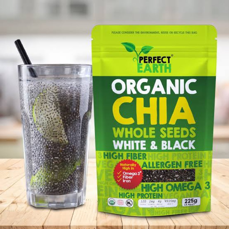 Perfect earth organic Chia seeds 225g. เพอร์เฟคเอิร์ท เชียซีดออร์แกนิค