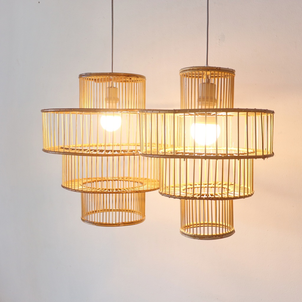 โคมไฟไม้ไผ่ หวายแท้งานเหลามือ สำหรับแขวนเพดานทั้งภายในและภายนอก Bamboo Pendant Light